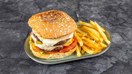97b.double cheeseburger with fries