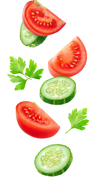 tomatoes and cucumbers